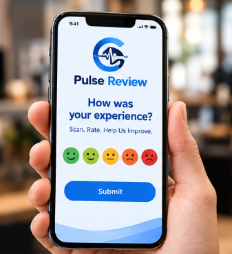 Customer rating their experience on a phone