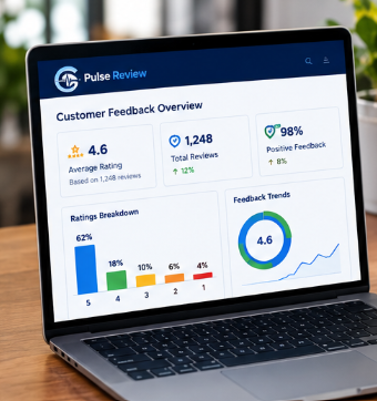 Service Sense feedback dashboard on a laptop